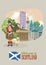 Scotland travel vector template in modern design. Scottish landscapes