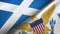 Scotland and Virgin Islands United States two flags textile cloth