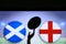 Scotland vs England, Six nations Rugby match, Rugby trophy silhouette