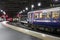 Scotrail dmu in Glasgow Central station at night.