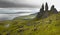 Scottish basaltic landscape in Skye isle. Old man of Storr