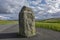 Scottish border to England, boundary stone on the road, Scotland, England