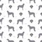 Scottish deerhound seamless pattern. Different poses, coat colors set