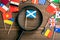 Scottish flag. Flags of many countries, magnifying glass