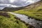Scottish landscape in Cairngorm Mountains and Glen Clunie river. Royal Deeside, Braemar, Aberdeenshire, Scotland