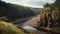 Scottish Landscape: Cliff, River, And Hill