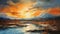 Scottish Landscape: A Naturalistic Sunset Painting With Mountains And Water