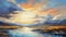 Scottish Landscape Painting: Setting Sun Over River