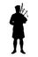 Scottish man bagpipers in traditional dress silhouette vector on white background