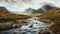 Scottish Mountains With River In Nostalgic Realism Style