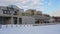 Scottish Parliament under snow. Record low temperatures and Heavy snow in Edinburgh, Scotland, February 2021