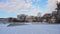 Scottish Parliament under snow. Record low temperatures and Heavy snow in Edinburgh, Scotland, February 2021