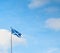 Scottish Saltire flag on a background of blue sky