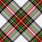 Scottish tartan check pattern Stewart Dress #1. Multicolored large herringbone Christmas plaid in black, red, green, yellow.