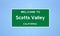 Scotts Valley, California city limit sign. Town sign from the USA