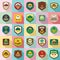 Scout badge emblem stamp icons set, flat style