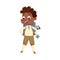 Scout Boy Character with Backpack, Cute Scouting African American Child in Uniform, Summer Holiday Activities Concept