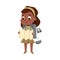Scout Girl with Backpack and Map, Cute Scouting African American Child Character in Uniform, Summer Holiday Activities