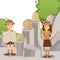 Scout leaders presenting historic artifacts of ancient civilization, people vector illustration