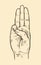 Scout symbol hand gesture. Scouting sketch vector illustration