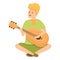 Scouting guitar play icon, cartoon style