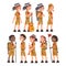 Scouts Boys and Girls Set, Scouting Kids Characters Wearing Uniform and Red Neckerchiefs, Summer Camp Activities Vector