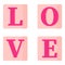 Scrabble board game with the word love. Wedding and valentine day concept