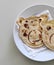 Scrambled egg pancakes with bear figures, baked figured pancakes for children