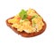 Scrambled eggs on fried bread and