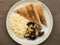 Scrambled Eggs Mushrooms and Toast