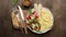 scrambled eggs plate. High quality photo