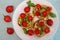 Scrambled Tofu with cherry tomatoes and fresh basil, vegan scrambled eggs