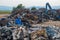 Scrap metal recycling center for sorting metal, aluminum, brass, copper, stainless steel from trash. Recycling industry