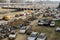 Scrap vehicles standing in row on field, Pune, Maharashtra