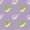 Scrapbook aqua seamless pattern with grey and green colored puffer fish print. Pastel purple background