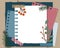 Scrapbook collage paper frame. Retro ig album page with leaves and Rowan berries. Winter craft flower story. Notepad