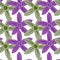 Scrapbook floral seamless pattern with green and purple flowers mandarin print. Isolated backdrop