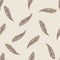 Scrapbook nature seamless pattern with random grey simple doodle leaves shapes. Light background