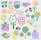 Scrapbook nature set. seamless vector background