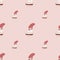 Scrapbook seamless pattern with cartoon steamship elements. Pink pastel background. Funny print