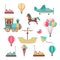 Scrapbooking patches. Fun kid cartoon trendy cute carousels games stickers for scrapbook album and frames vector set