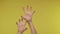 Scratch hands. Hands close-up. Chroma key background. 4K