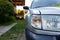 Scratched, aged headlight on old japanese 4wd car