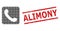 Scratched Alimony Stamp and Halftone Dotted Phone