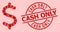 Scratched Cash Only Seal and Red Love Heart Dollar Symbol Mosaic