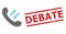 Scratched Debate Seal and Halftone Dotted Phone Talking