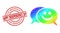 Scratched Happy Independence Day Stamp and Lowpoly Spectral Colored Happy Chat Icon with Gradient