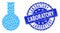 Scratched Laboratory Round Seal Stamp and Recursion Chemical Flask Icon Collage