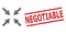 Scratched Negotiable Seal Stamp and Halftone Dotted Compress Arrows
