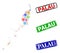 Scratched Palau Map Seals and Multi-Colored Covid Palau Map Mosaic